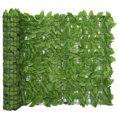 vidaXL ساتر شرفة مع أوراق شجر خضراء 300×100 سم