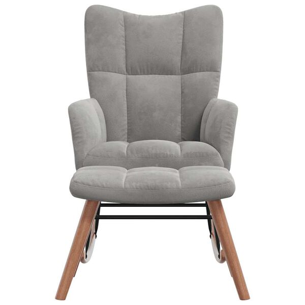 vidaXL كرسي هزاز مع مسند لون رمادي فاتح مخمل