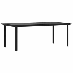 vidaXL طاولة سفرة حديقة أسود 200&times;100&times;74 سم فولاذ وزجاج