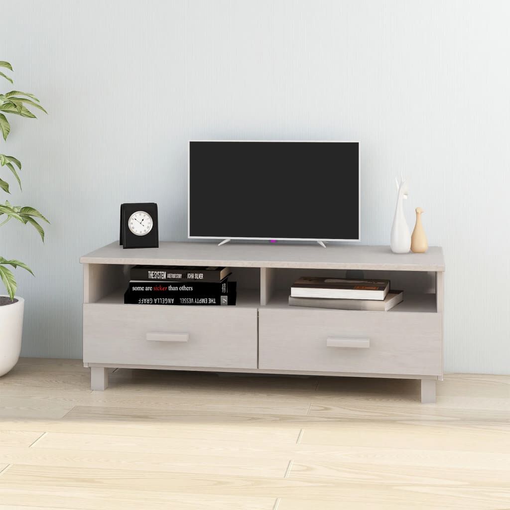 vidaXL خزانة تلفزيون أبيض 106×40×40 سم خشب صنوبر صلب