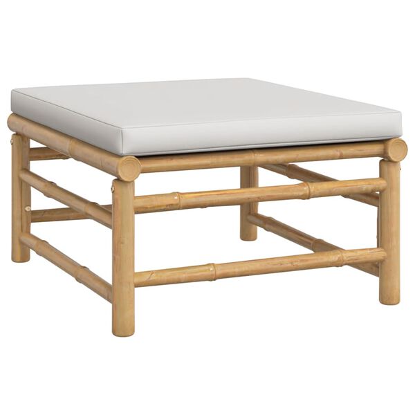 vidaXL طقم جلسة حديقة 11ق مع وسائد رمادي فاتح خيزران