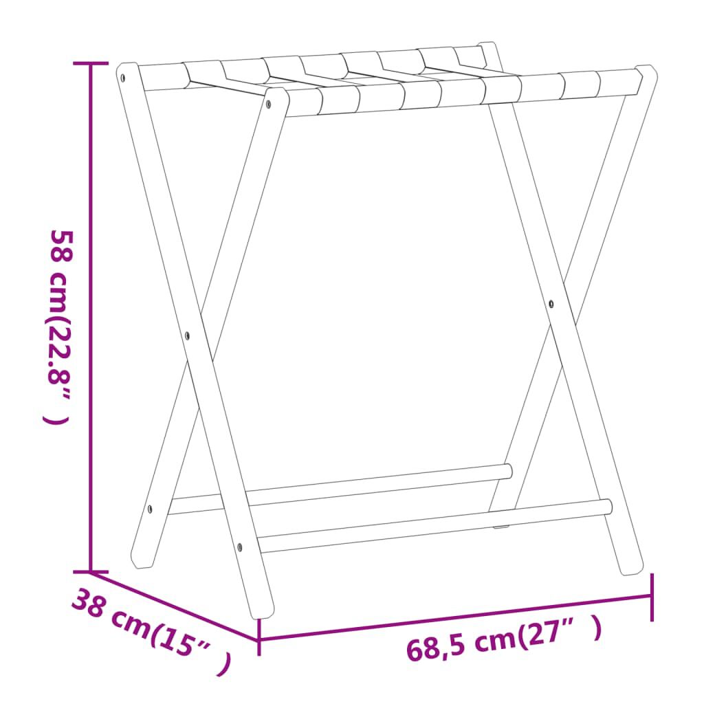 vidaXL حامل أمتعة 58x38x68,5 سم خيزران