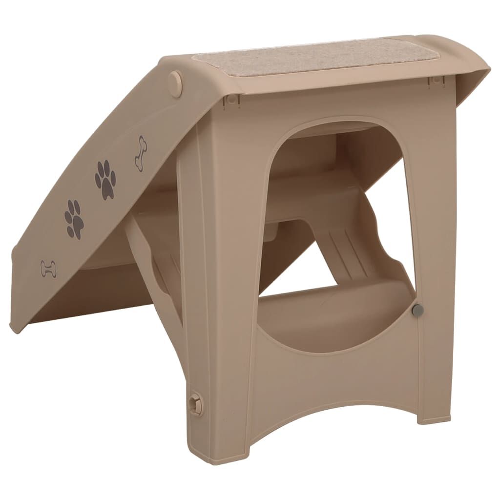 vidaXL سلم كلب قابل للطي بني 62×40×49.5 سم