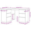 vidaXL مكتب زاوية لون أسود 145×100×76 سم خشب صناعي