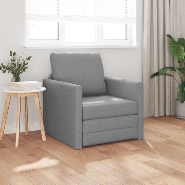vidaXL سرير أريكة أرضي 2 في 1 لون رمادي فاتح 55x174x112 سم قماش