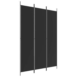 vidaXL مقسم غرفة 3-ألواح أسود 150&times;220 سم قماش