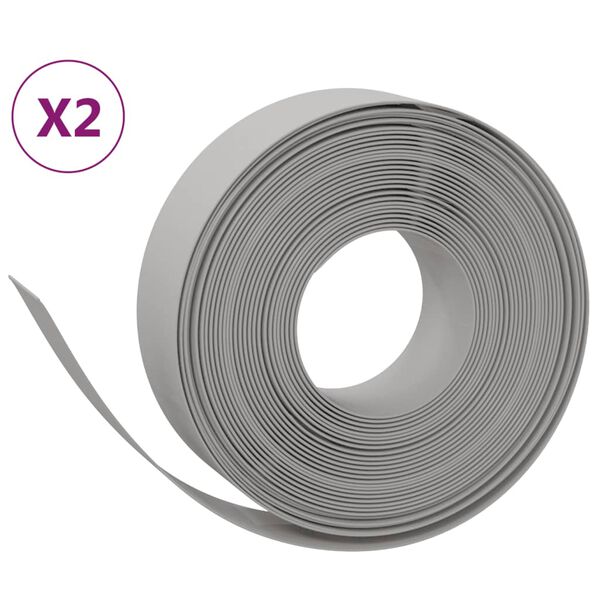 vidaXL سياجات حديقة 2ق لون رمادي 10 م 15 سم بولي إيثيلين