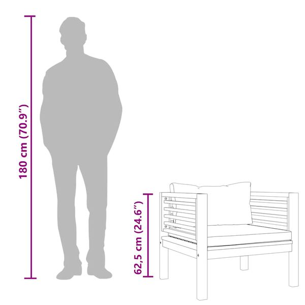 vidaXL كرسي حديقة مع وسائد أبيض كريمي خشب أكاسيا صلب