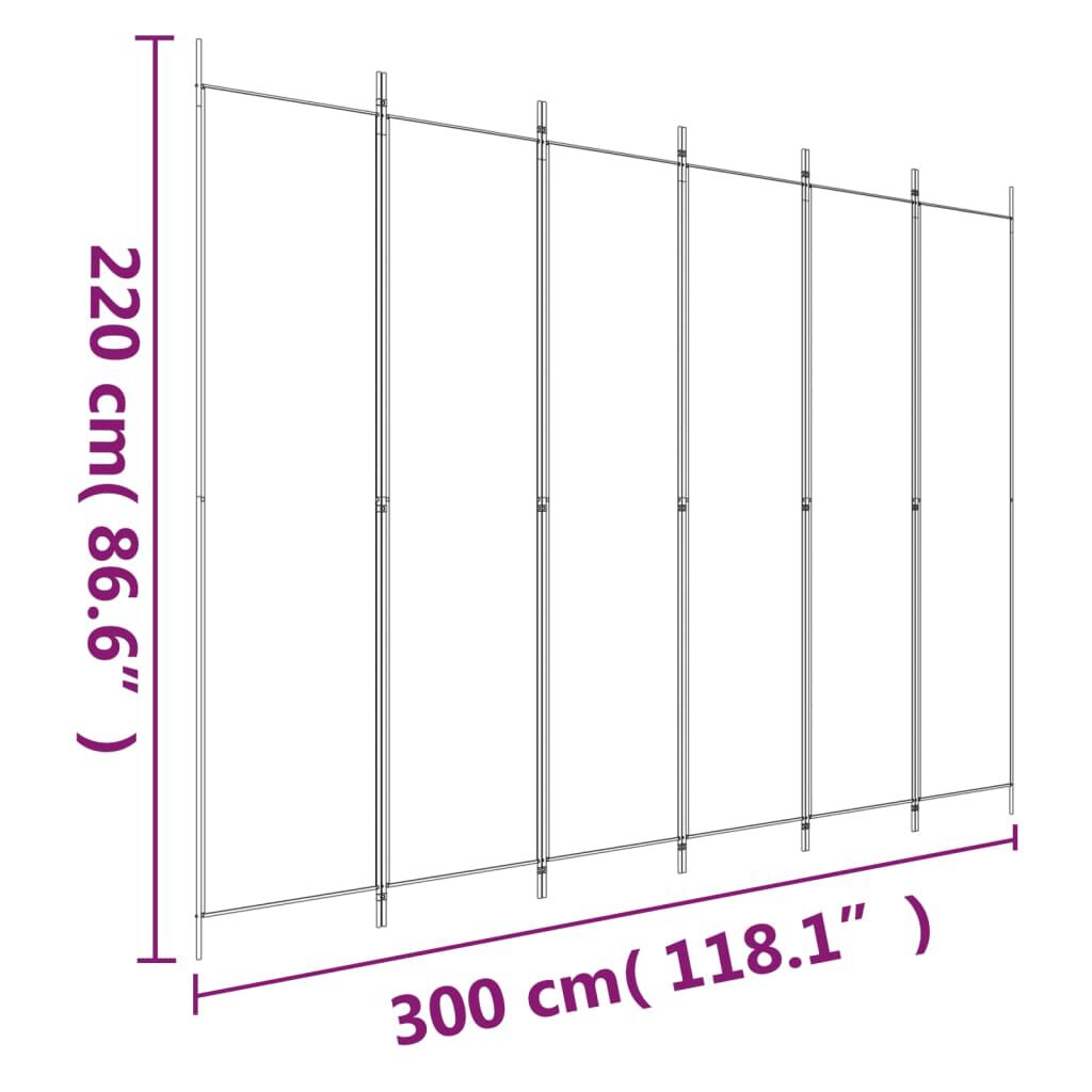 vidaXL مقسم غرفة 6-ألواح أسود 300×220 سم قماش