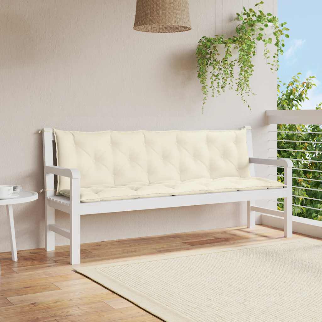 vidaXL وسادة مقعد طويل للحديقة أبيض كريمي 7x(50+50)x180سم قماش أكسفورد