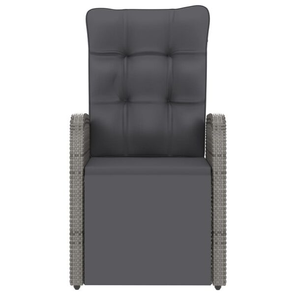 vidaXL طقم سفرة خارجي 11 قطعة مع وسائد بولي روطان رمادي