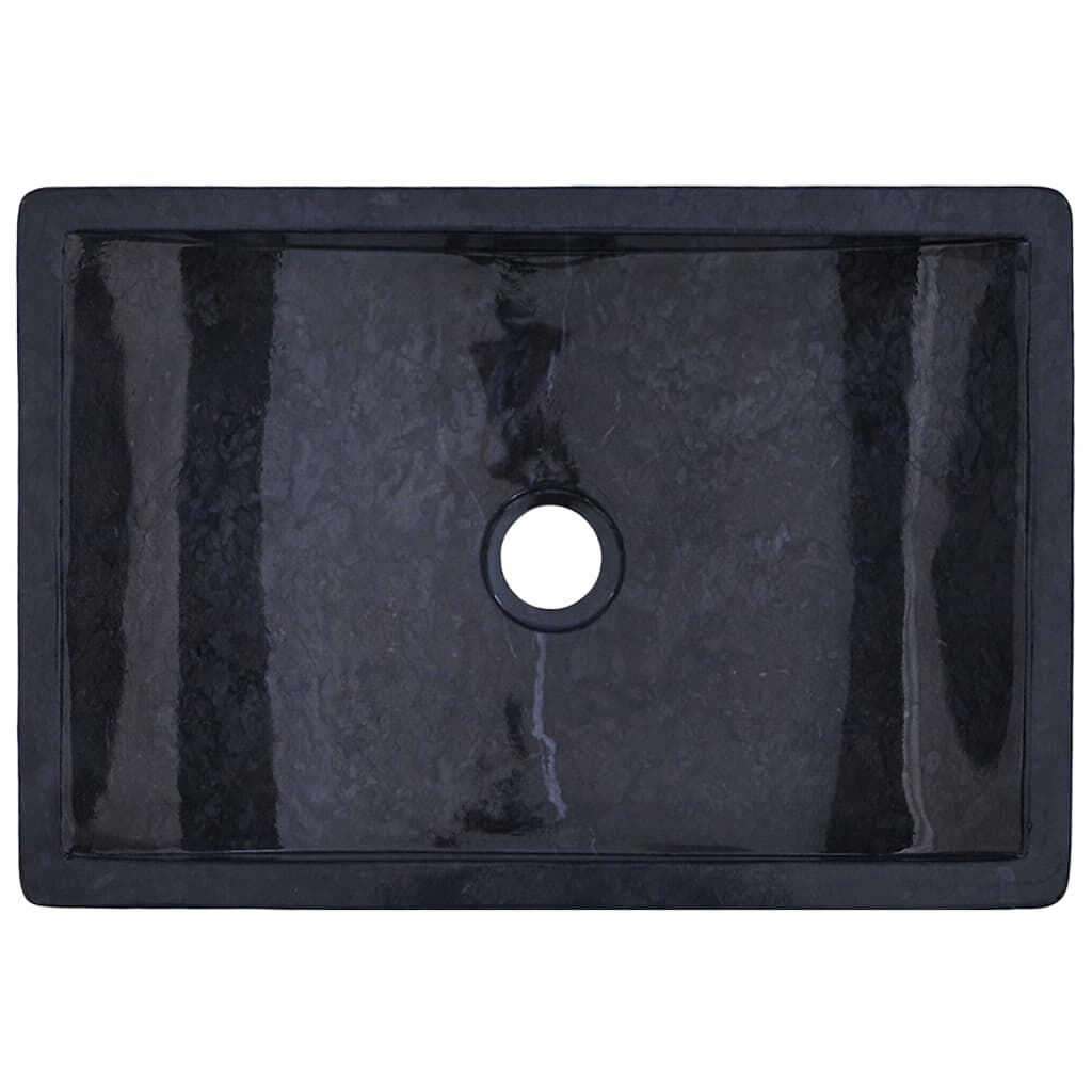 vidaXL حوض 45×30×12 سم رخام أسود