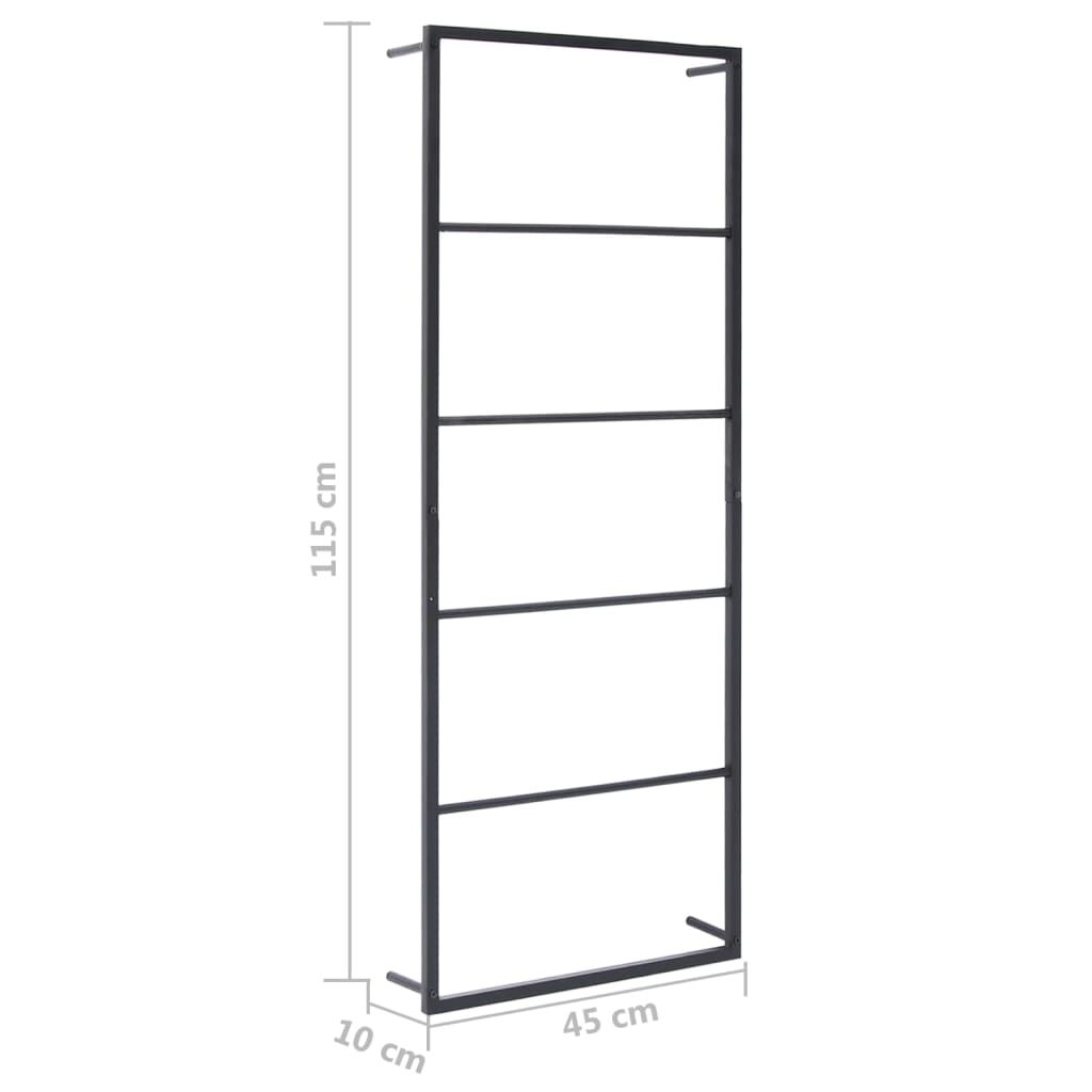 vidaXL حامل مناشف أسود 45×10×115 سم فولاذ