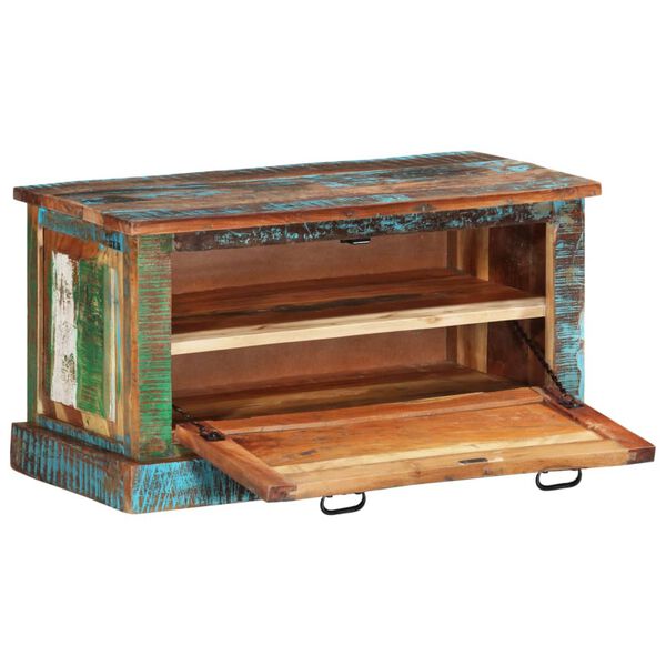 vidaXL مقعد تخزين الأحذية خشب صلب مستصلح