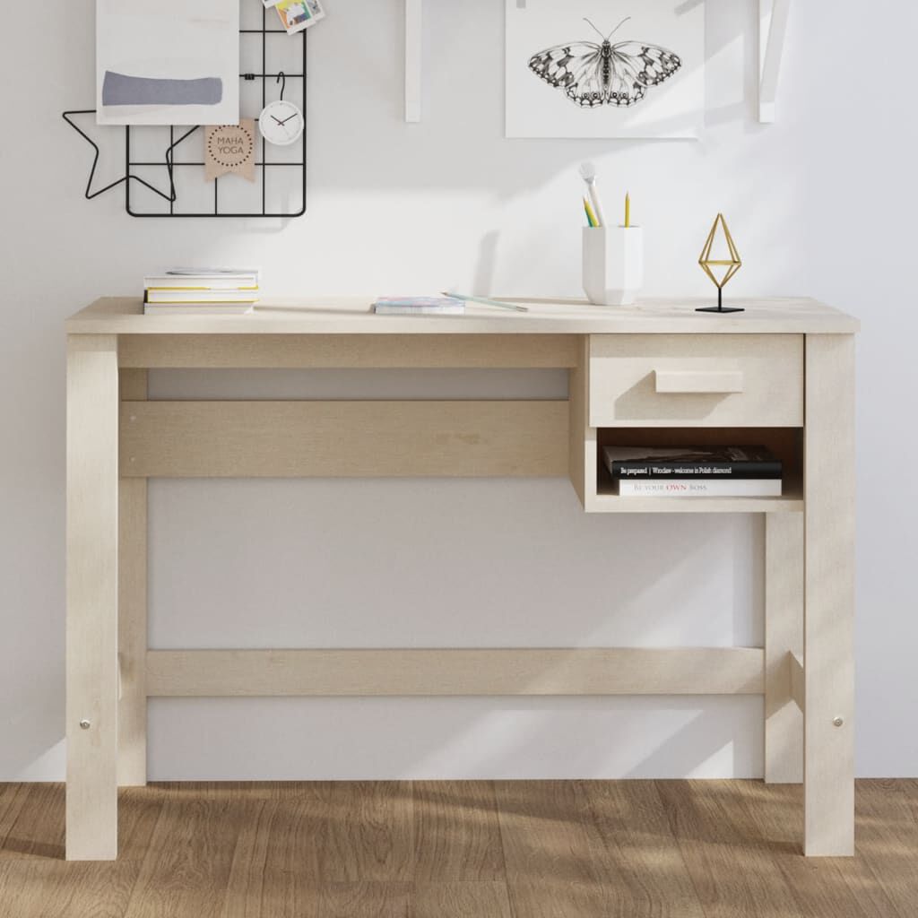 vidaXL مكتب بني عسلي 110×40×75 سم خشب صنوبر صلب