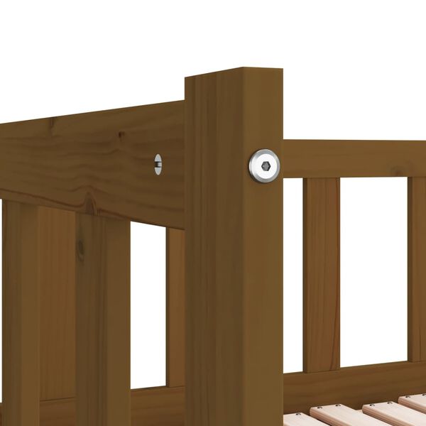 vidaXL سرير نهاري قابل للسحب خشب صنوبر صلب بني عسلي 2×(90×200) سم