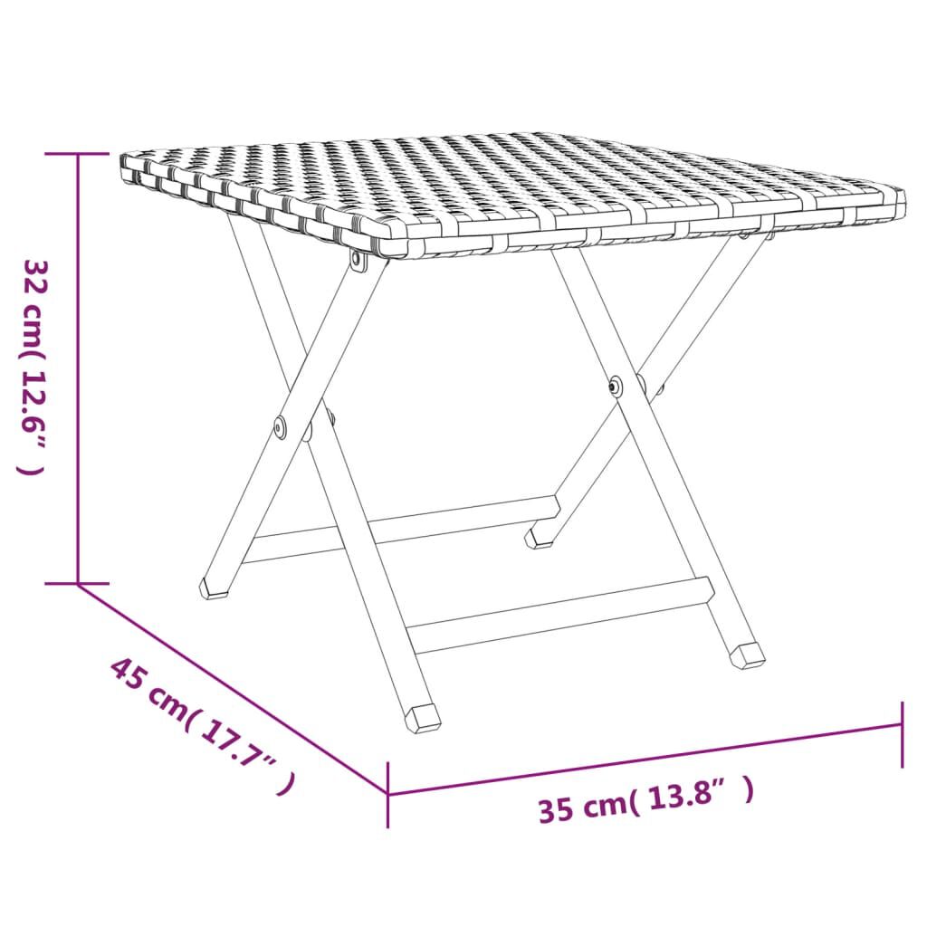 vidaXL طاولة قابلة للثني لون رمادي 45×35×32 سم بولي روطان
