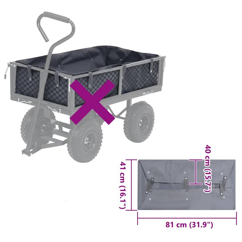 vidaXL بطانة عربة حديقة قماش رمادي غامق 86×46×41 سم قماش