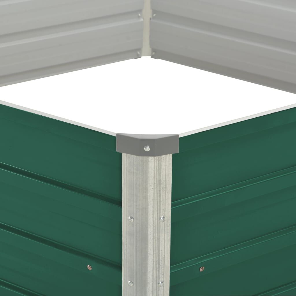 vidaXL حوض حديقة مرتفع 129×129×46 سم فولاذ مجلفن أخضر