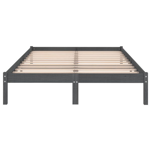 vidaXL إطار سرير خشب صنوبر صلب رمادي 200×200 سم