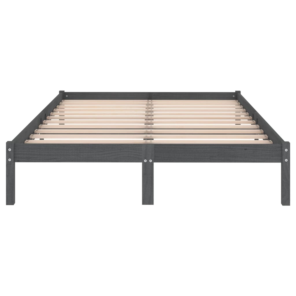 vidaXL إطار سرير خشب صنوبر صلب رمادي 160×200 سم