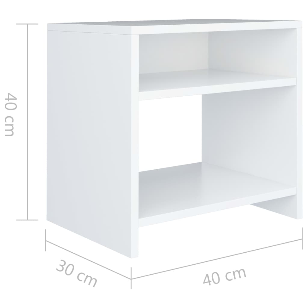 vidaXL خزانة جانب سرير لون أبيض 40×30×40 سم خشب صناعي