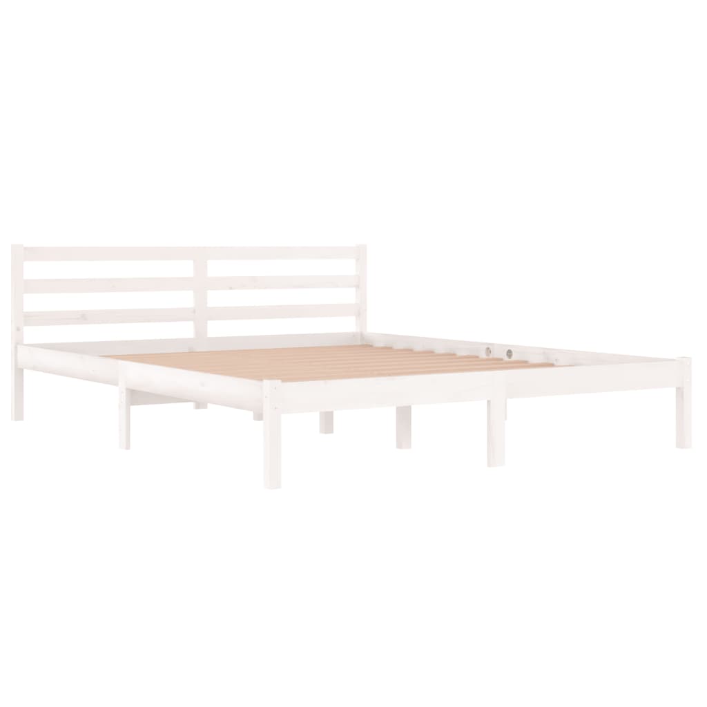 vidaXL إطار سرير خشب صنوبر صلب 160×200 سم أبيض