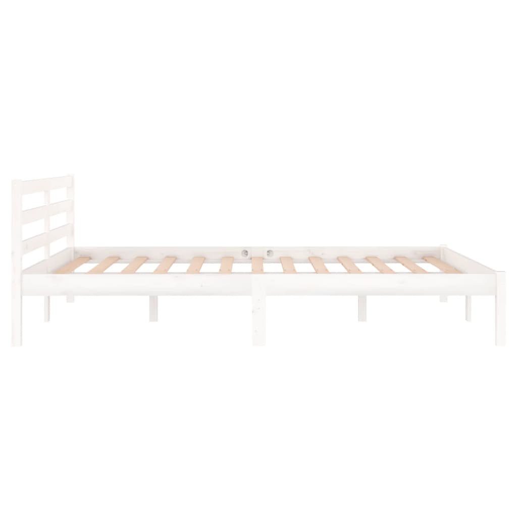 vidaXL إطار سرير خشب صنوبر صلب 140×200 سم أبيض