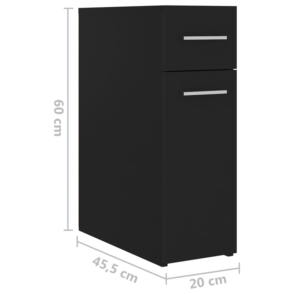 vidaXL خزانة صيدلي أسود 20×45.5×60 سم خشب صناعي