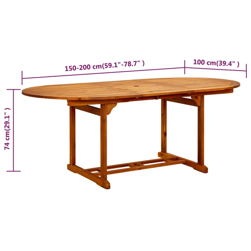 vidaXL طاولة حديقة 200×100×74 سم خشب أكاسيا صلب