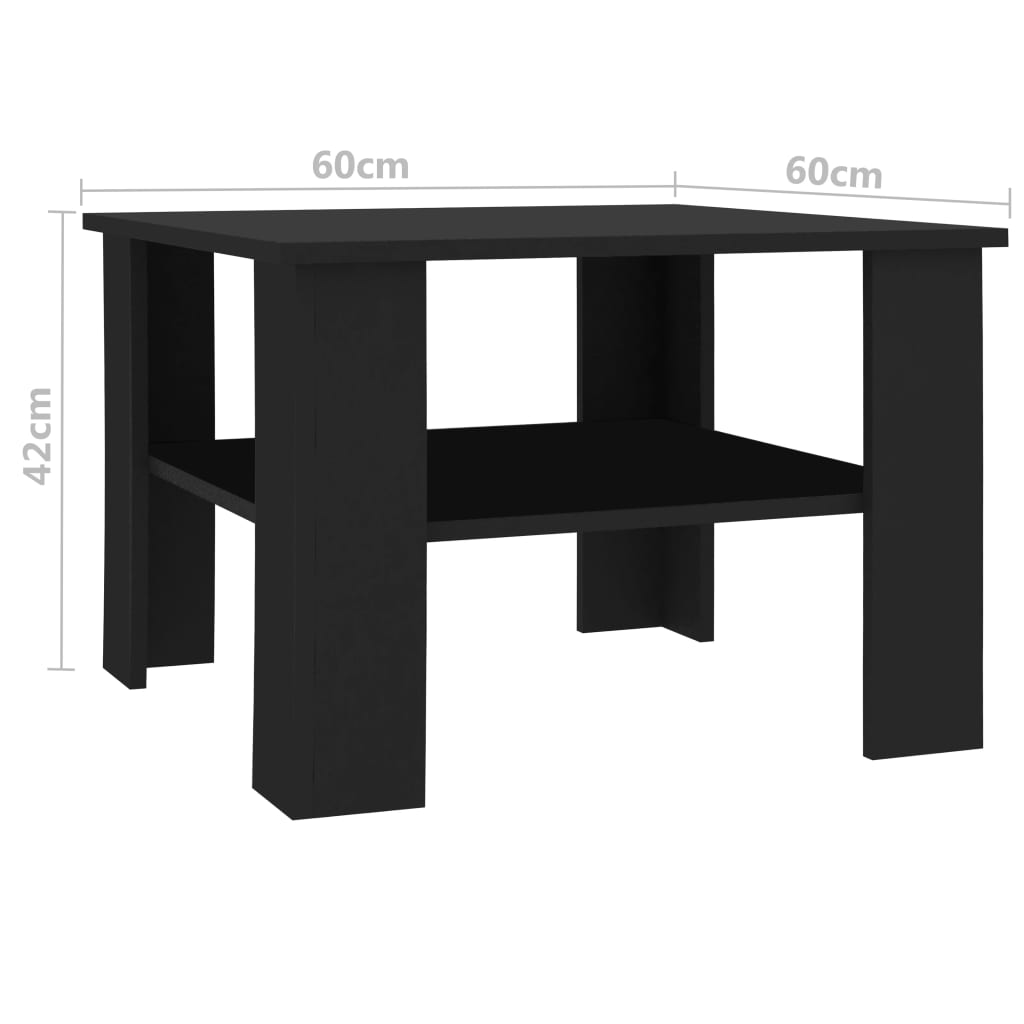vidaXL طاولة قهوة أسود 60×60×42 سم خشب مضغوط