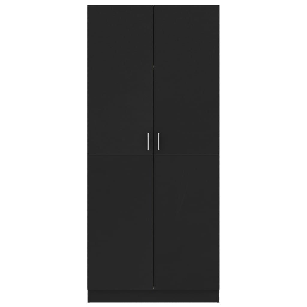 vidaXL خزانة ملابس لون أسود 80×52×180 سم خشب صناعي