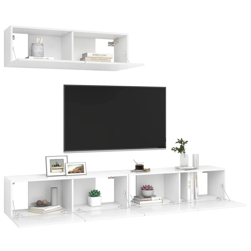vidaXL خزانات تلفزيون 3 ق خشب صناعي أبيض