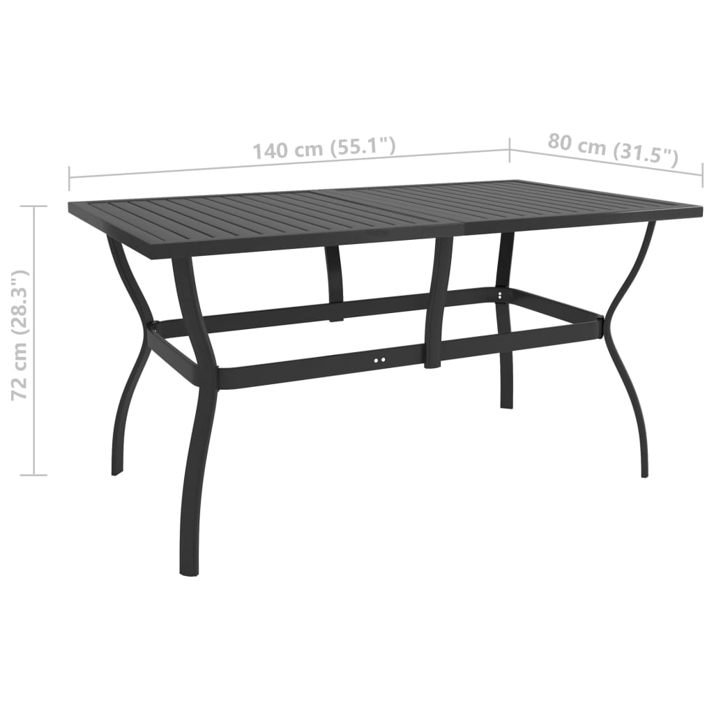 vidaXL طاولة حديقة أنثراسيت 140×80×72 سم فولاذ