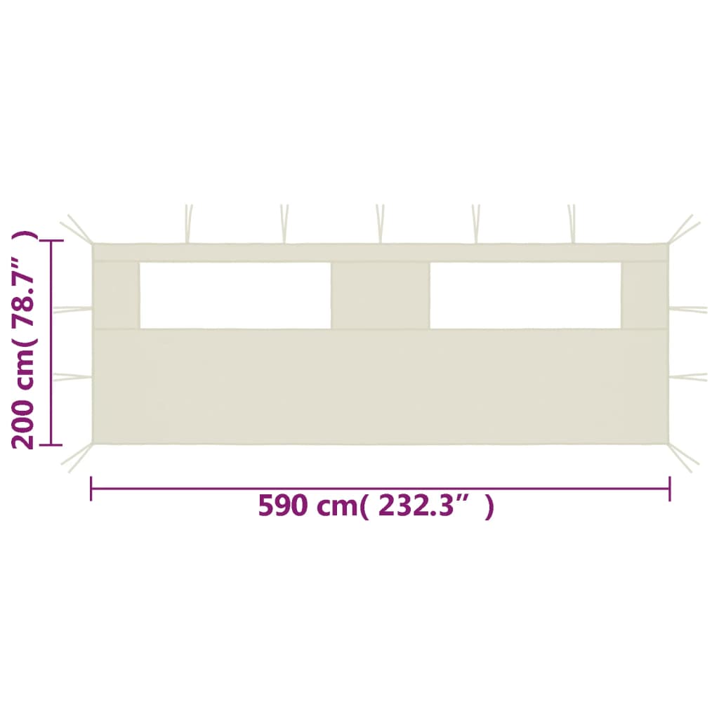 3070413 vidaXL جدار شرفة مراقبة جانبي مع شبابيك 6x2 م كريمي (315302)