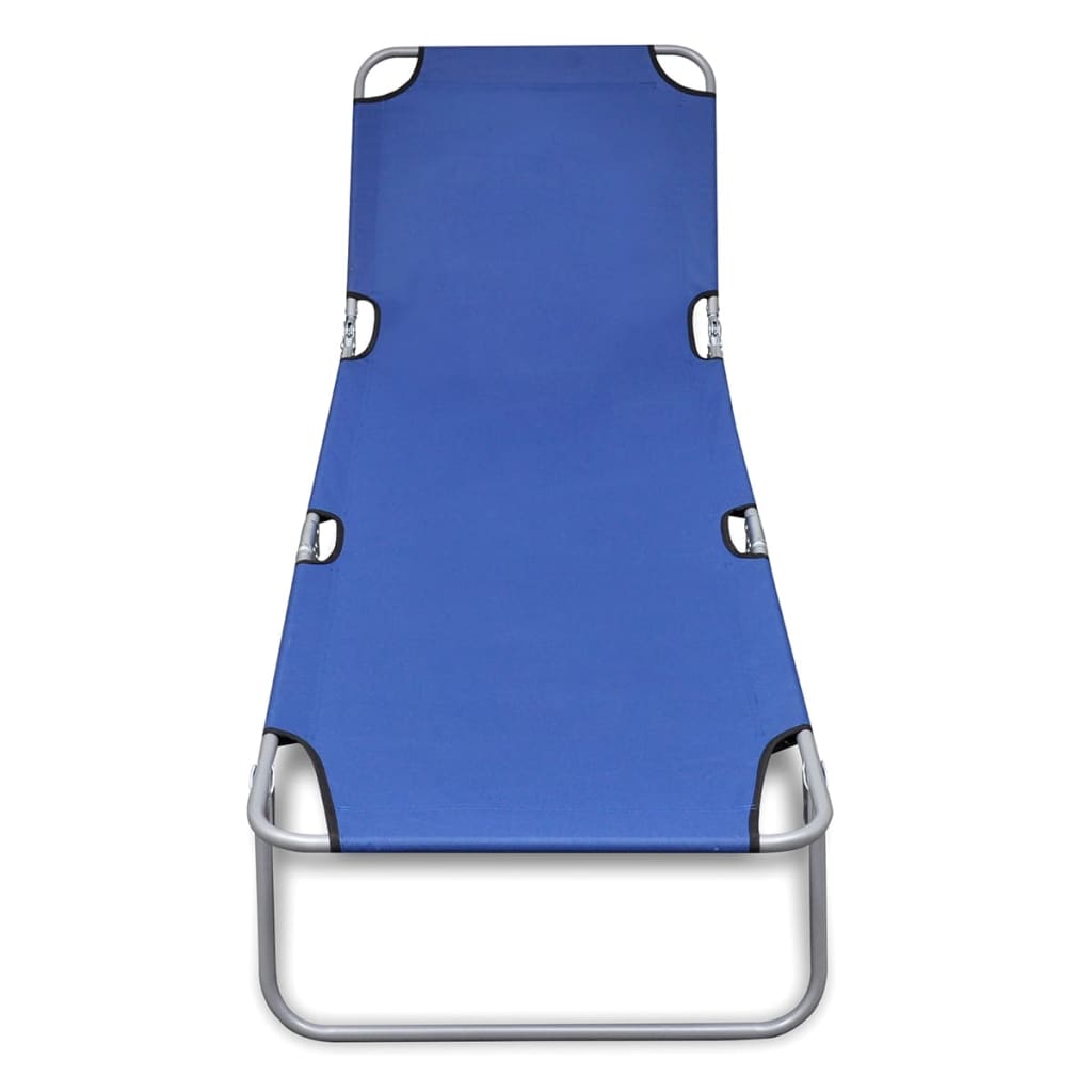 vidaXL كرسي تشمس قابل للطي مطلي بالبودرة فولاذ أزرق
