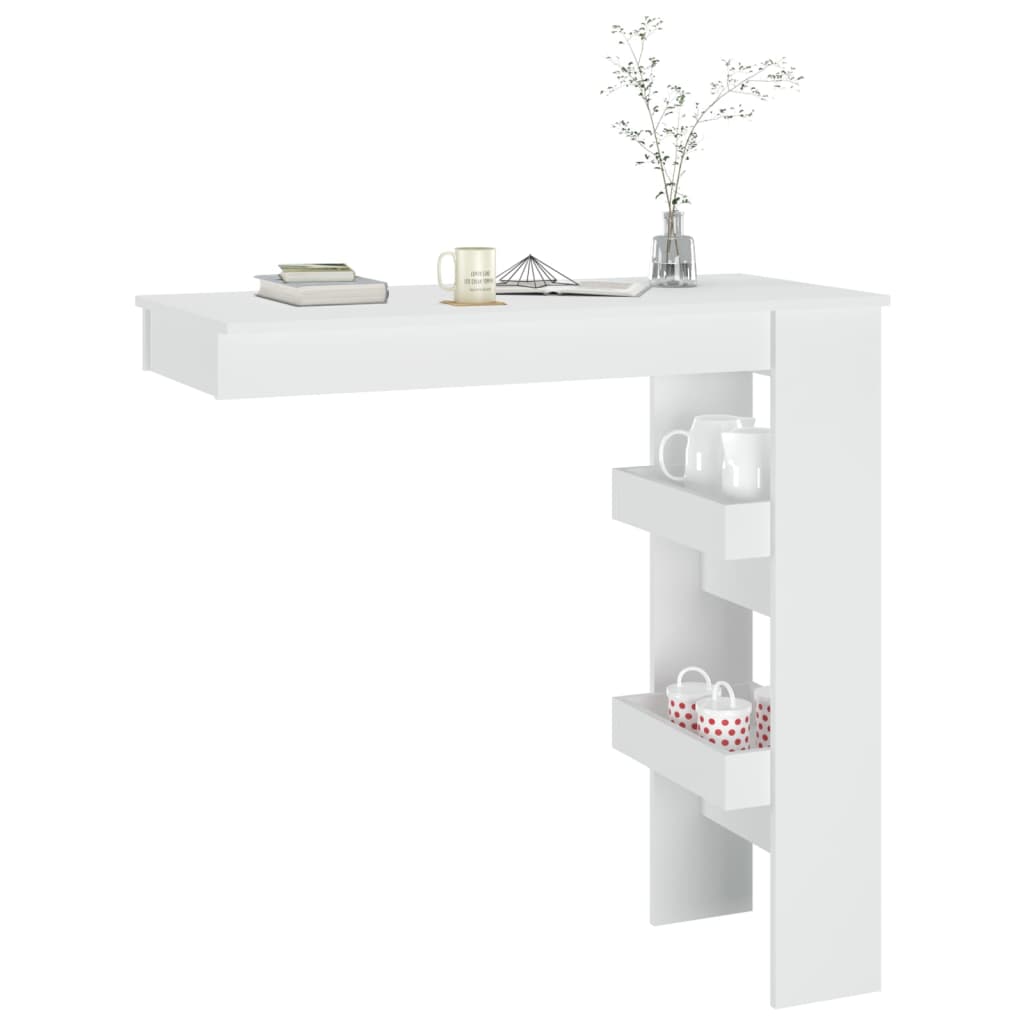 vidaXL طاولة بار جدارية أبيض 102×45×103.5 سم خشب صناعي