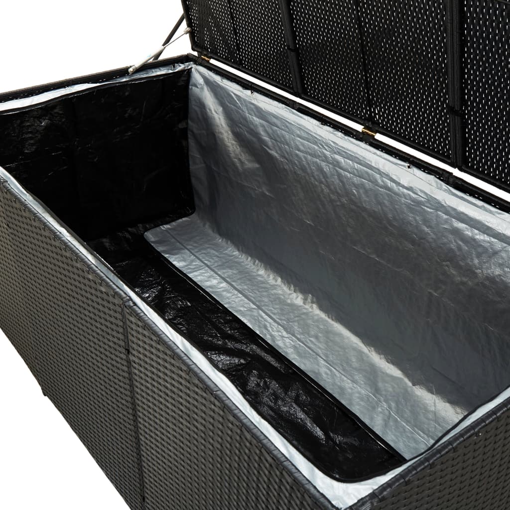 vidaXL صندوق تخزين للحديقة بولي روطان 180×90×70 سم أسود