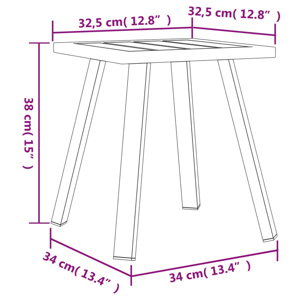 vidaXL طاولة حديقة أنثراسيت 34×34×38 سم فولاذ