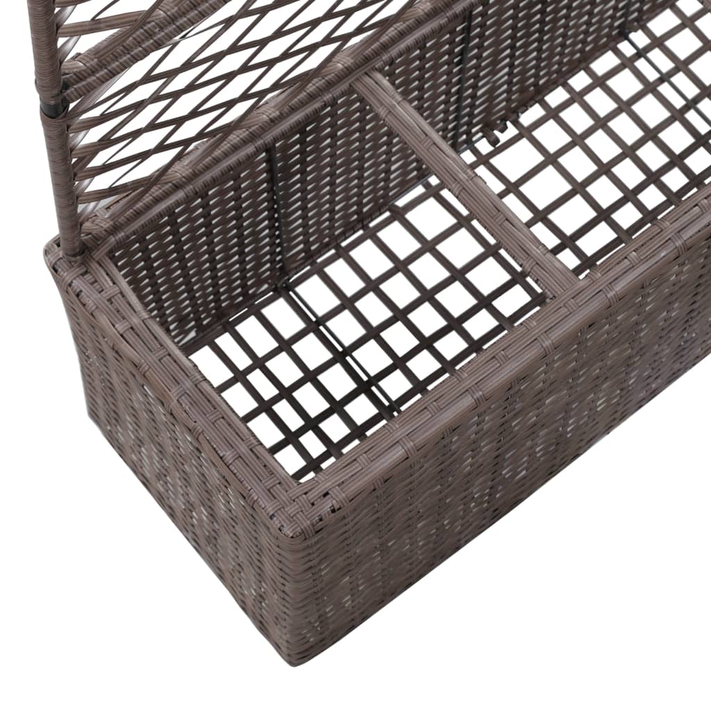 حوض تعريشة زراعي مرتفع مع 3 أصائص 130x30x83 سم بولي روطان بني