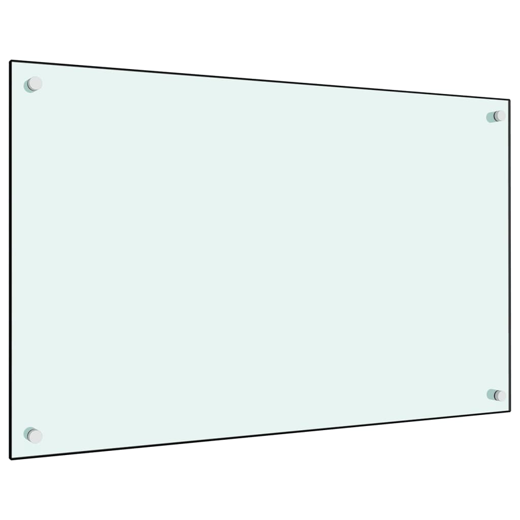 vidaXL لوح باكسبلاش أبيض للمطبخ 80×40 سم زجاج مقسى
