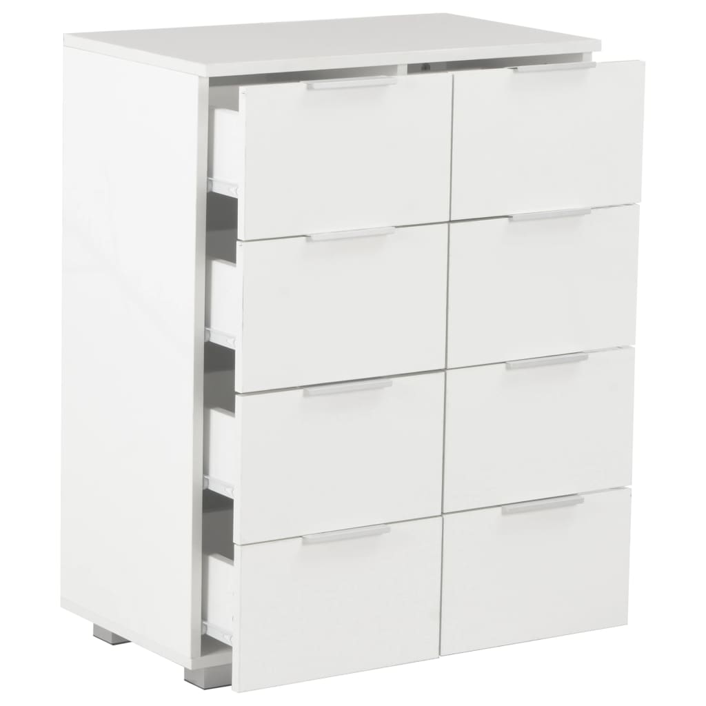 vidaXL خزانة جانبية لون أبيض لامع جداً 60×35×80 سم خشب صناعي