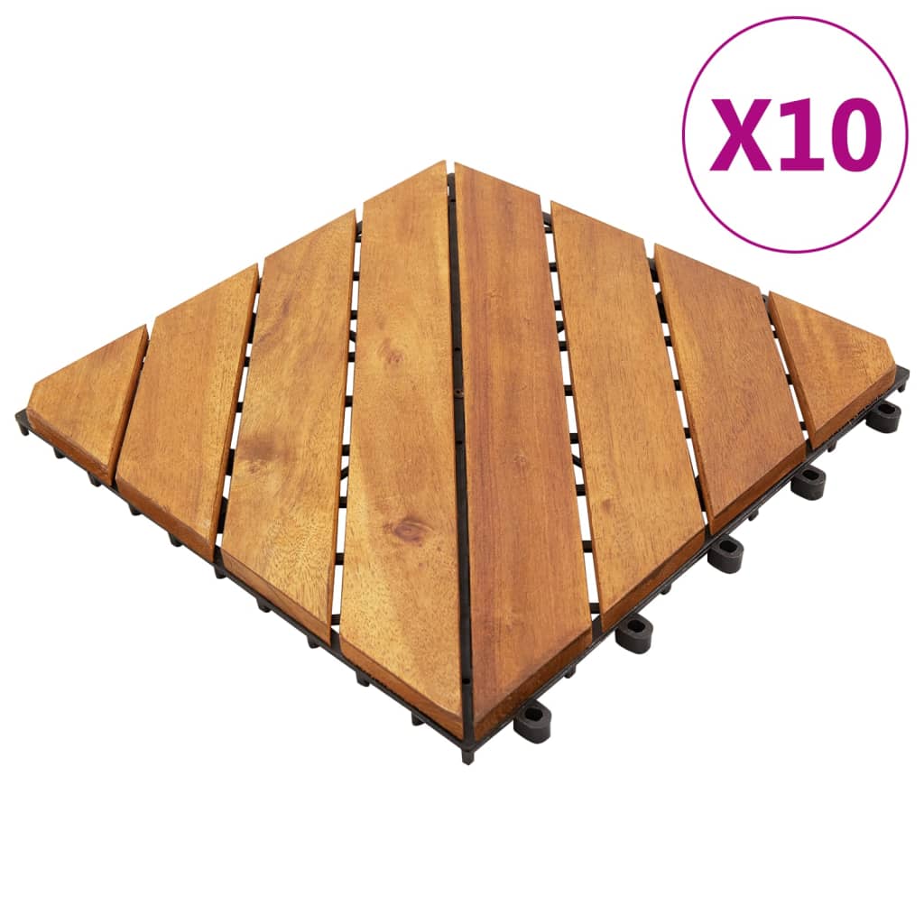 vidaXL بلاط أرضية 10 قطع 30×30 سم خشب أكاسيا صلب