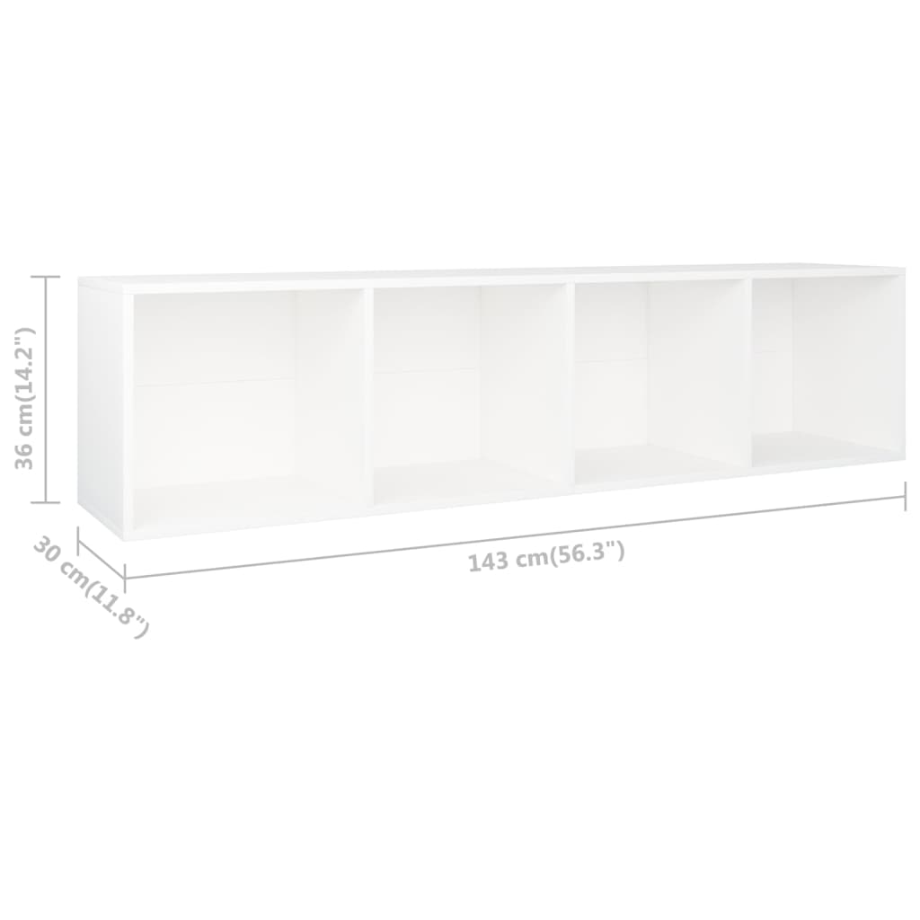 vidaXL خزانة كتب/خزانة تلفزيون لون أبيض 36×30×143 سم خشب صناعي