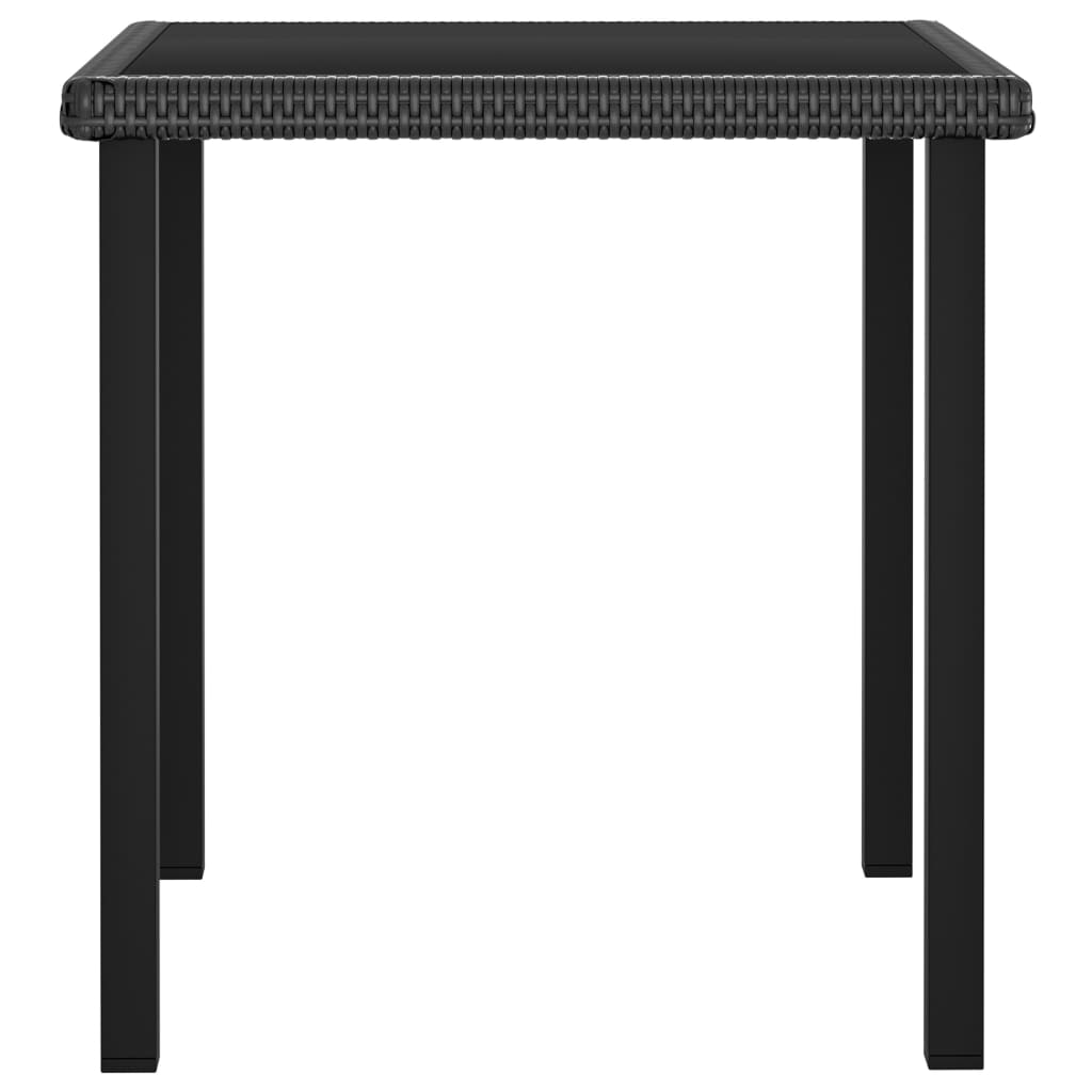 vidaXL طاولة سفرة حديقة أسود 70×70×73 سم بولي روطان