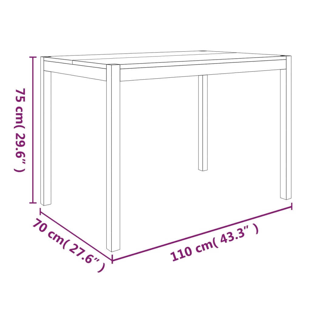 vidaXL طاولة طعام 110×70×75 سم خشب أكاسيا صلب