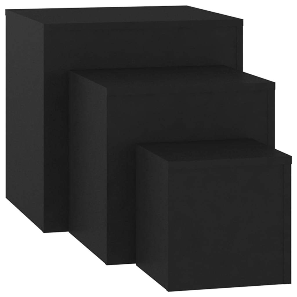 vidaXL طاولات جانبية 3 ق خشب صناعي أسود