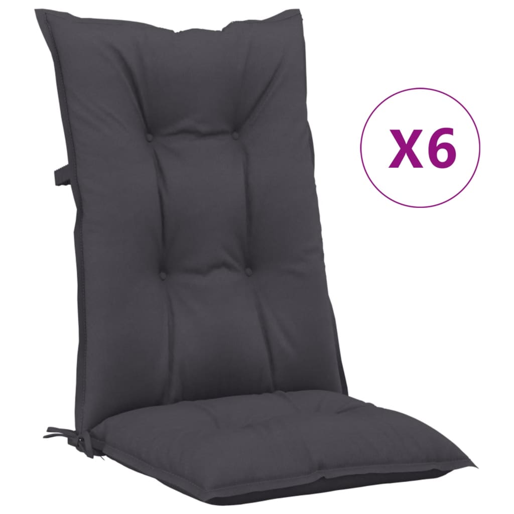 vidaXL وسائد كرسي حديقة 6 ق أنثراسيت 120×50×7 سم