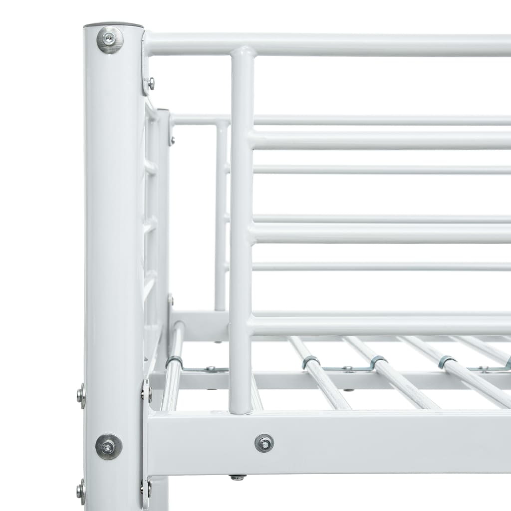 vidaXL سرير طابقين معدن أبيض 90×200 سم