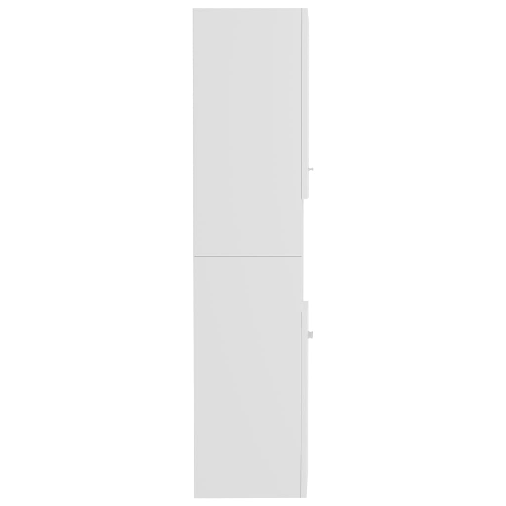 vidaXL خزانة حمام أبيض لامع 30×30×130 سم خشب حبيبي